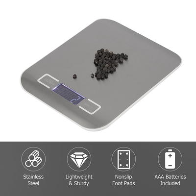 Zibet Food Scale,33lb/15kg Rechargeable Digital Kitchen Scale,1g/0.1oz  Precise Graduation,Ounces and Grams for Weight Loss,Waterproof Stainless  Steel