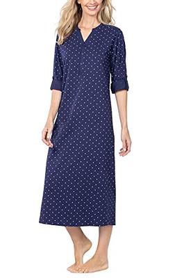 PajamaGram Women's Cotton Flannel Nightgown - Long Nightgown, Blue