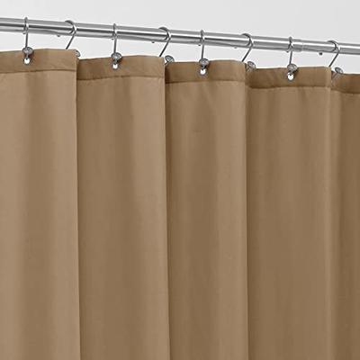 Hookless Beige Mystery Shower Curtain with Matching Flat Flex-On Rings,  Weighted Corner Magnets, and Poly-Voile Translucent Window - 71 x 77