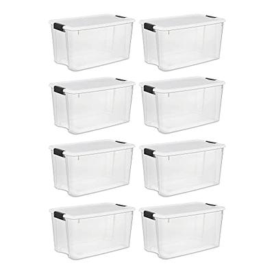 Sterilite - 70 Quart Ultra Latch Storage Box with White Lid & Clear Base (8 Pack)