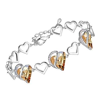 Savlano Silver Tone Charm Bracelet With Purple Crystal And Murano Glass  Beads Snake Chain For Women & Girls