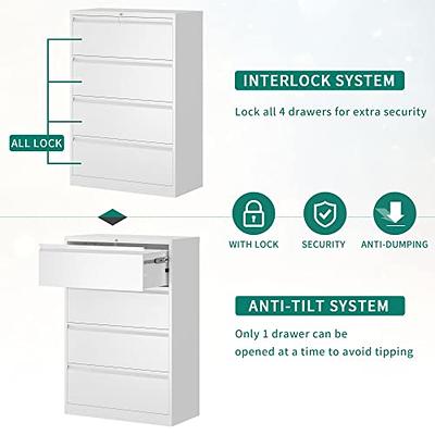 4-Drawer File Cabinet Office Filing Cabinet Vertical Storage Organizer with  Lock