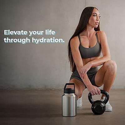  64oz Stainless Steel Water Bottle by HydroJug -  Triple-Insulated, BPA-Free - Wide-Mouth, Dual-Function Spout, Carry Handle  - Cold 24 Hrs - Durable for Gym, Outdoors, Work - Leakproof, Easy-Care :  Sports