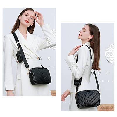Quilted Small Crossbody Bag for Women With Coin Purse Pouch and Tassel  Women Square Camera Side Shoulder Handbag (Black): Handbags
