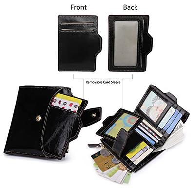 linqin Mini Card Wallets Safe RFID Wallet Girls Leather Card Case