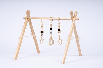 Buy Avrsol Foldable Wooden Baby Gym with 5 Toys - Natural Playset