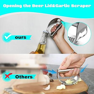 Garlic Press Rocker, Stainless Steel Garlic Mincer Crusher Professional  Kitchen Gadgets Garlic Chopper with Ergonomic Handle, Silicone Garlic Peeler