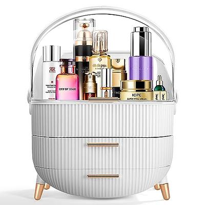 YITONGDA Portable Cosmetics Storage Box, Makeup Organizer for Vanity,Preppy  Skin Care Caddy for Bathroom,Dresser Countertop,Dormitory,Cosmetic Display