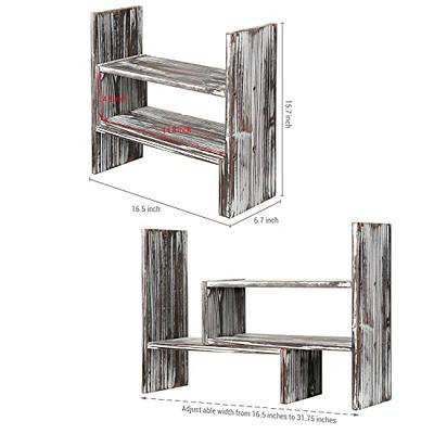 MyGift Adjustable Solid Wood Desktop Storage Organizer Display Shelf Book  Rack, Office Desk Bookshelf with Torched Wood Finish - Yahoo Shopping