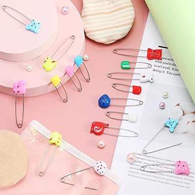 50 Pieces Diaper Pins Baby Diapers Safety Pins with Locking Closure  Stainless Steel Baby Pin Plastic Head Safety Pin for Clothes Diaper Laundry  Crafts Assorted Color Animal Nappy Pins with Storage Box 