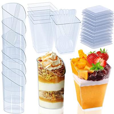 YRYOUYU 100 Set Dessert Cups, 5 oz Parfait Cups with Lids, Appetizer Cups for Party,3 oz Mini Dessert Cups with Spoons, Shooter Cups for Pudding