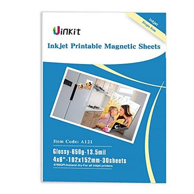 Uinkit 30 Sheets Printable Magnetic sheets Non Adhesive 13.5mil 4x6 inches  Thick Magnet Glossy Photo Paper for Inkjet Printers - Yahoo Shopping