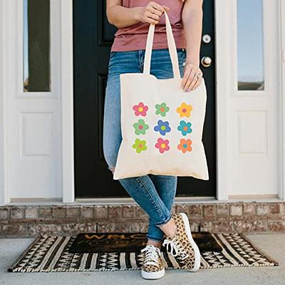 Haukea Canvas Tote Bag for Women Aesthetic Cute Flower Tote Bags