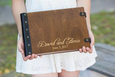 WOODPRESENTSTUDIO Personalized Leather Photo Album Scrapbook Album