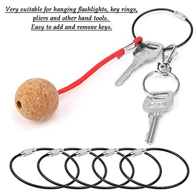 6 Cable Key Rings: Stainless Steel Wire Keyrings, Metal Ring Security  Lanyards. 