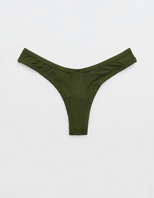 Superchill Modal Rib Thong Underwear Women's Green Flame XXS