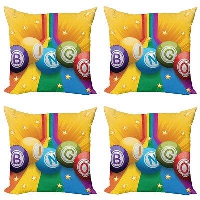 Ambesonne Bingo Decorative Throw Pillow Case Pack Of 4, Colorful