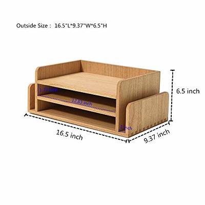 Wooden Office Desk Organizer, Document Trays