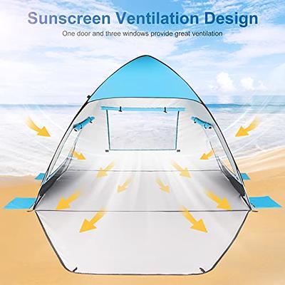 TOBTOS UPF 50+ Pop Up Beach Tent, Easy Set Up Beach Umbrella, Sun Shelter  for 2-3 People UV Protection Portable Sunshade, Baby Canopy Cabana