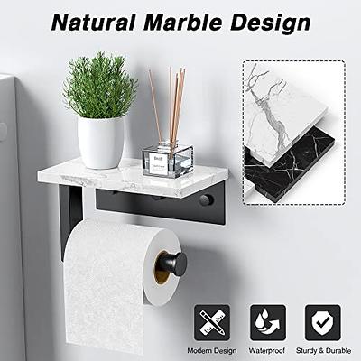 Toilet Paper Holder with Shelf, Marble Toilet Paper Roll Holder