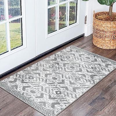 Lahome Moroccan Geometric Area Rug - 2x3 Small Beige Front Door Mat  Washable Kitchen Rug, Farmhouse Soft Non Slip Indoor Floor Throw Carpet for