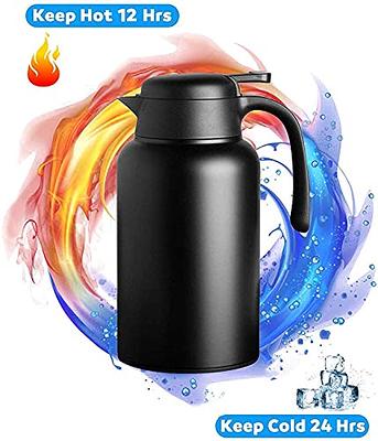 68 Oz Thermal Coffee Carafe, Double Walled Vacuum Insulated Thermos for  Keeping Hot, Heat & Cold Retention, 2 Liter Stainless Steel Thermal Pot  Flask