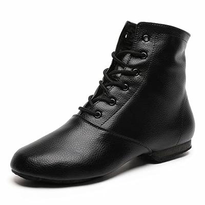  Linodes Men's Latin Dance Shoes 1 Inch Leather Sole Ballroom  Salsa Tango Waltz Character Shoe-Black-6M