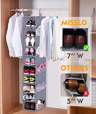 MISSLO Large Hanging Closet Organizer 2-Shelf with 2 Side Mesh Pockets  Bedroom Wardrobe Hanging Shelves for Clothes Storage - Gray