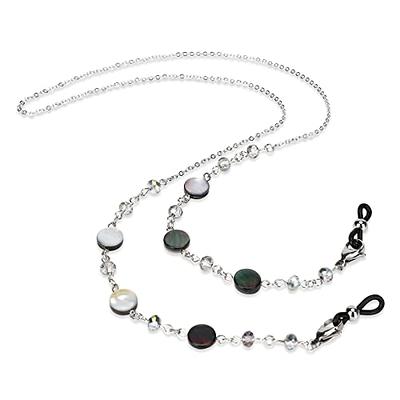 Thin Steel and Black Resin Bead Necklace Chain (1.5mm), 16