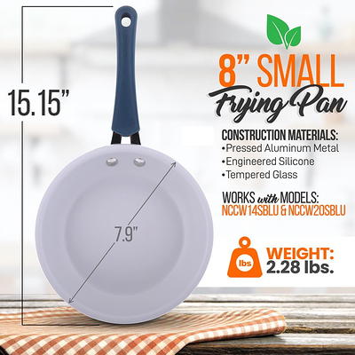 NutriChef 8 Small Skillet Nonstick Frying Pan W/ Lid, Blue Silicone  Handle, Ceramic Coating 