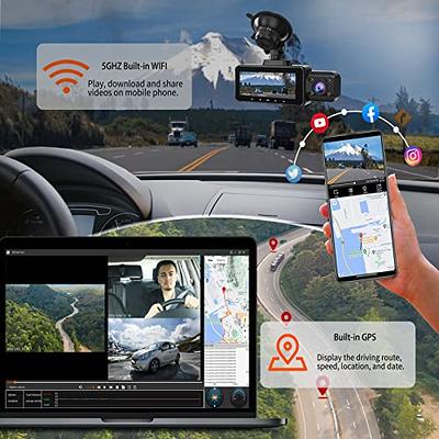 LANMODO 2 Channel D1 4K Dash Cam with 5G WiFi GPS App, Front 4K Inside 2.5K  Dash Camera, Car Camera with Loop Recording, IR Night Vision, WDR, 24hr