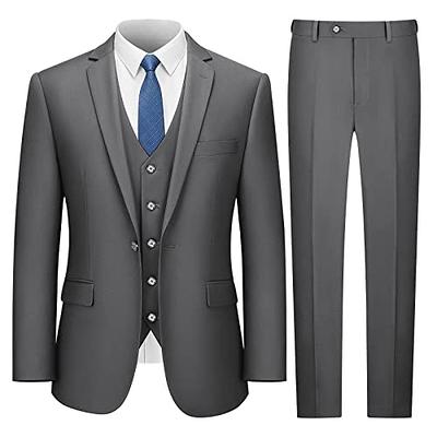 Men's Suit Slim Fit 2 Pieces Suits for Men Formal One Button Single  Breasted Jacket Vest Pants Suit Set for Work at  Men’s Clothing store