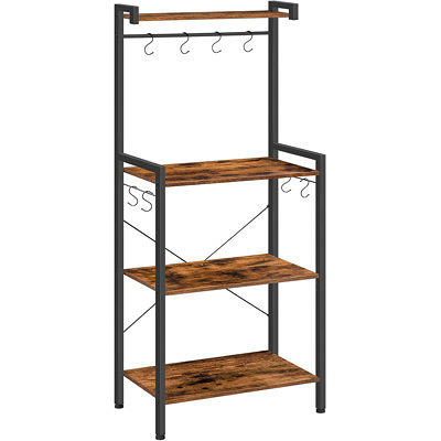 FUNKOL 5-Tier Black Metal Kitchen Shelf Foldable Storage Rack with