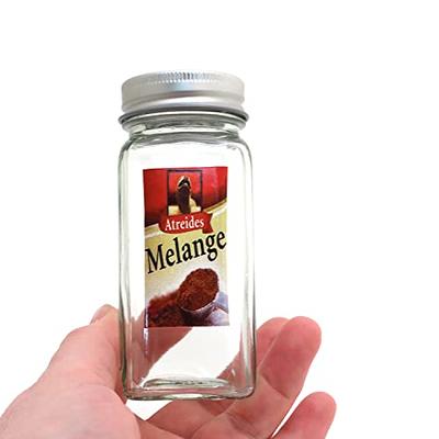 36 Glass Spice Jars with 547 Labels with Shaker Lids - 4 Oz Square