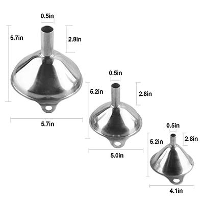 3 Size Small Funnels,Stainless Steel Mini Metal Food Funnel with Transfer  Liquid, Oil and Powder for Filling Bottles Kitchen Use, Golden-3 Pack/Set