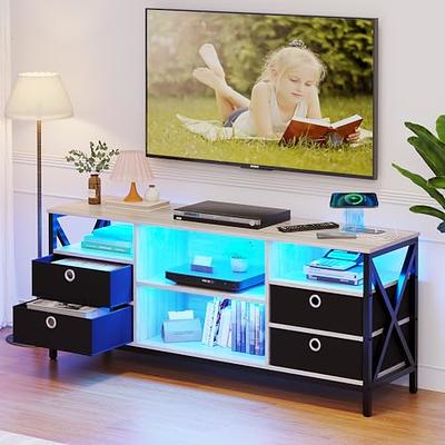 FOMNEY LED TV Stand with Wireless/USB/Type-C Charging Station,  Entertainment Center with Auto LED Lights, Television Stands for 65+ Inch  TV, TV Cabinet with Adjustable Legs for Living Room(Brown) - Yahoo Shopping