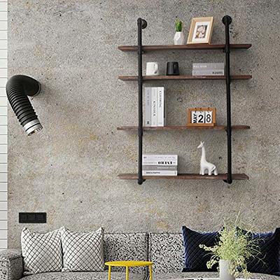 Coral Flower Industrial Pipe Shelving Wall-Mounted 4-Tier Rustic