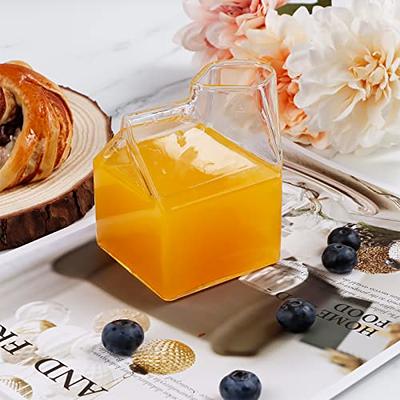 Glass Mug with Lid and Straw Iced Coffee Cup with Handle Square Drinking  Glasses Tumbler Cups for Smoothie Juice (Yellow)