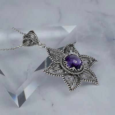 925 FLORAL FILIGREE LOCKET Opening Pendant Sterling Silver 