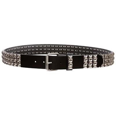 Three Row of Punk Rock Star Metal Black Studded Leather Belt