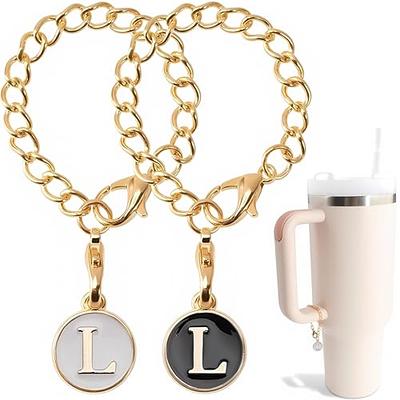  Rzjoke Letter Charm Accessories for Stanley Cup - ID Initial  Letter Charm Personalized for Tumbler Cup, Handle Charm For Stanley and  Simple Modern Tumbler, Pearl Chain with 3 Charms Replacement… (Letter