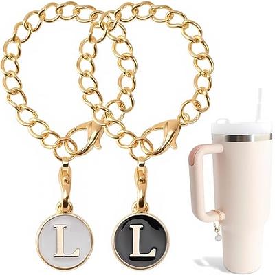 Keepamor 2PCS Letter Charms Accessories for Stanley Cup with Handle,  Heart-shaped Personalized Name ID Letter Charm for Stanley Tumbler