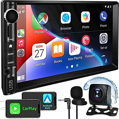 Regetek Car Stereo Double Din 7 Touchscreen in Dash Stereo Car Audio Video  Player Bluetooth FM AM Radio Mp3 /TF/USB/AUX-in/Subwoofer/Steering Wheel