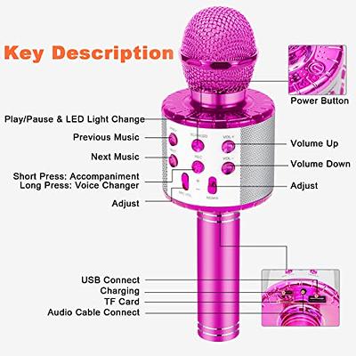 KIDWILL Wireless Bluetooth Karaoke Microphone for Kids, 5-in-1 Portable  Handheld Karaoke Mic Speaker Player Recorder with Adjustable Remix FM Radio