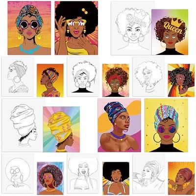  Canvas Painting Kit Pre Drawn Canvas for Painting for Adults  Sip and Paint Party Supplies 8x10 Canvas to Paint Afro Queen Girl Paint,  Mother's Day Gift