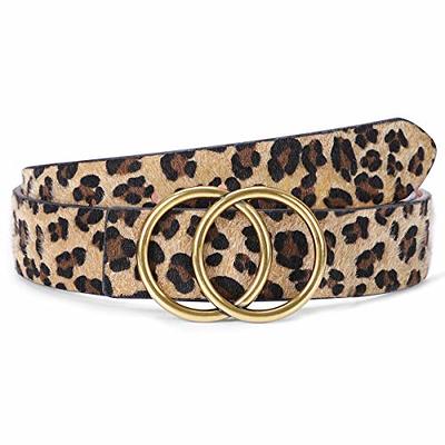 WHIPPY Women's Leather Belt Gold Buckle Waist Belts for Jeans Dress