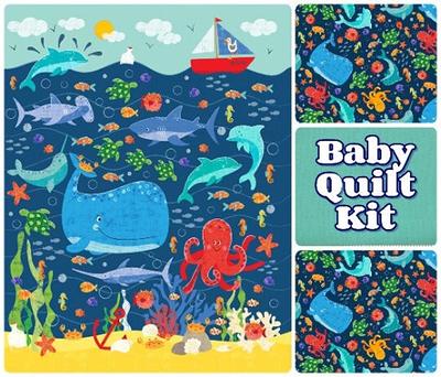 Baby Quilt Kit, Whale Ocean Nautical, Beach Sea Theme, Sharks, Blue Boy  Easy Panel, Sailing Happy, New Gift - Yahoo Shopping