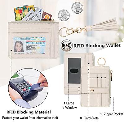 KNGITRYI Keychain Wallet,Wristlet With Wallet Slim RFID Credit Card Holder  Wristlet Zip Id Case Wallet Small Compact Leather Wallets for Men