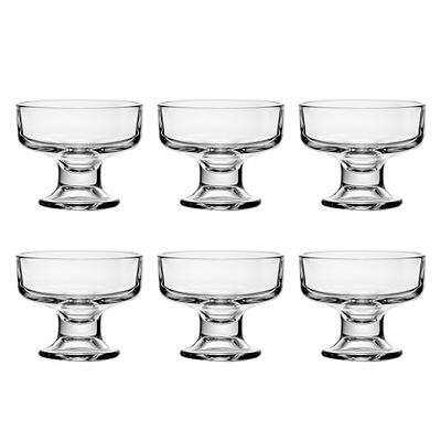 Whole Housewares | Glass Dessert Bowls | Set of 4 Unique Mini Trifle Footed Cups | 8 Ounce Clear Glass | Salad / Ice Cream Sundae Cups