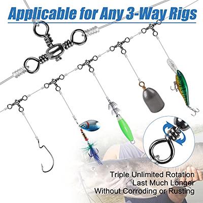 BLUEWING 3 Way Swivel Fishing Crossline Swivels Glow Beads Fishing  Saltwater Stainless 3 Way Rigs Saltwater Freshwater Drifting Trolling  Fishing Tackle Connector, 126lbs, 50pcs 